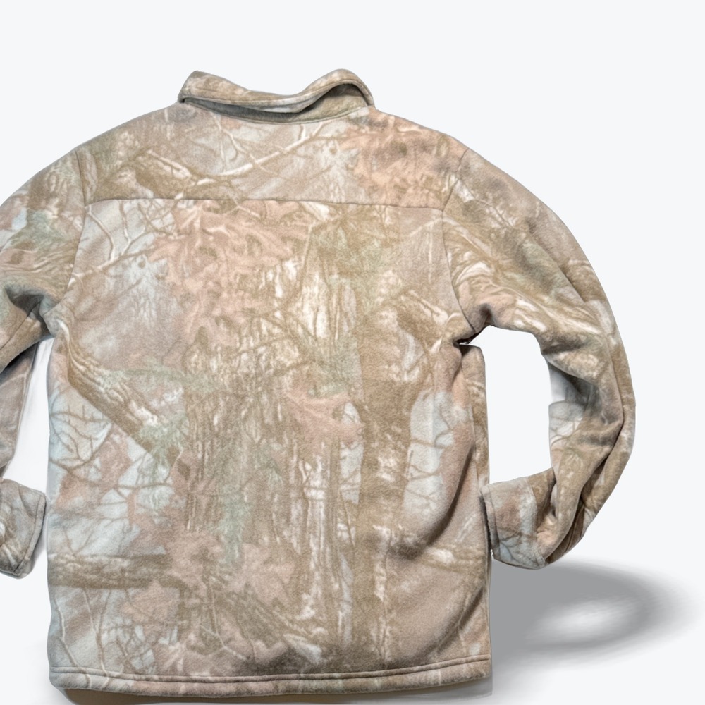Original Deluxe Supply Shacket Sherpa Lined Shirt Jacket Camo Fleece Tan Brown M